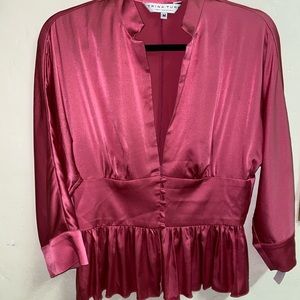 Trina Turk Vintage Silk Button Blouse Hot Pink